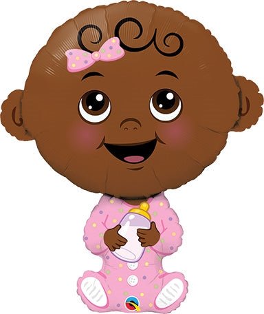 38" Baby Girl - Dark Skin Tone - Premium Party Distribution