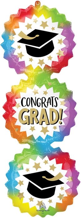 38” GRAD Bursts (PKG) SuperShape Foil Balloon - Premium Party Distribution