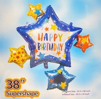 38" Happy Birthday Blue Star - Premium Party Distribution