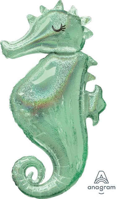 38” SEAHORSE Holographic - SuperShape Foil Balloon (PKG) - Premium Party Distribution