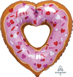 Open Heart Donut SuperShape Foil Balloon