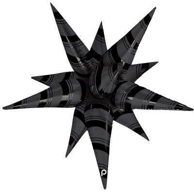 40" Black Matte & Shiny Stripes Starburst - Premium Party Distribution
