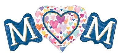 40’’ Mom Sprinkled Hearts - IRP - SuperShape Foil Balloon - Premium Party Distribution