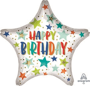 Birthday Stars & Dots Foil Balloon