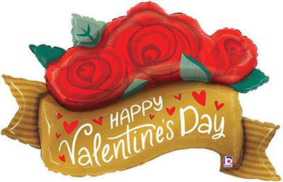 41in Valentine Red Rose Banner - Premium Party Distribution