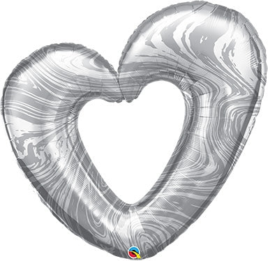 42" Open Heart - Silver Marble - Premium Party Distribution
