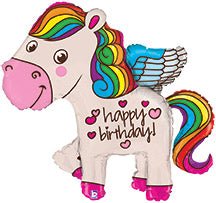45" Rainbow Birthday Winged Pony - Premium Party Distribution