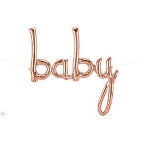 46" Baby Script Balloon - Rose Gold - Premium Party Distribution