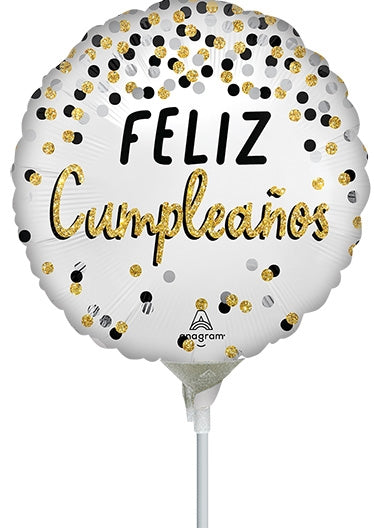 9in Silver Gold Feliz Cumpleanos