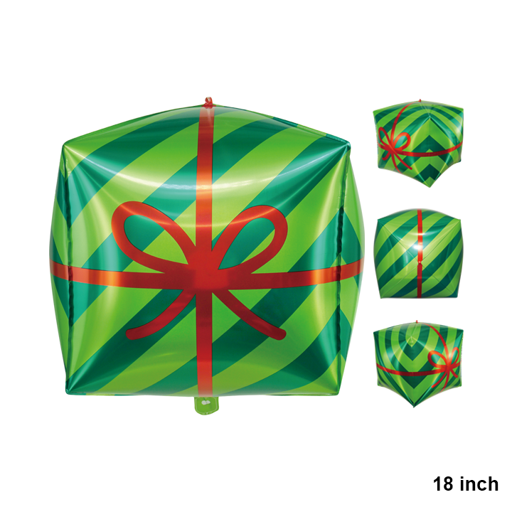 Winner Party 22" 4D Green Striped Present Balloon