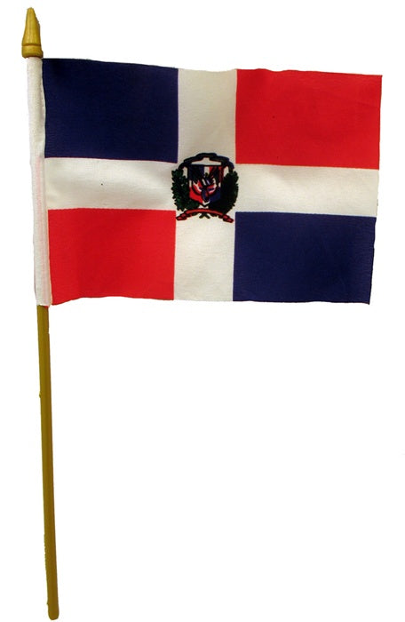 4 x 6 inch DOMINICAN REPLBLIC Cloth Flag w/stick