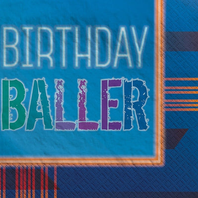 5" Beverage Napkins - Birthday Baller (16ct) - Premium Party Distribution