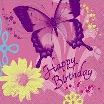5" Beverage Napkins - Butterfly Happy Birthday (16ct) - Premium Party Distribution