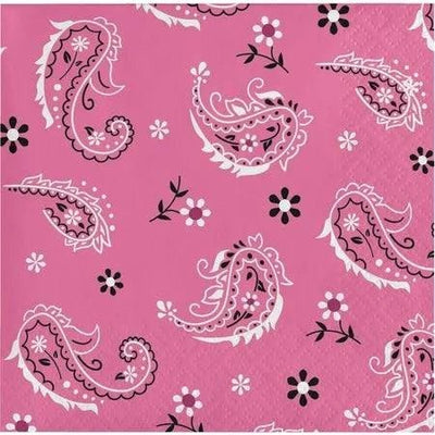 5" Beverage Napkins - Pink Bandana Cowboy (16ct) - Premium Party Distribution