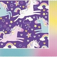 5" Beverage Napkins - Rainbow Unicorn (16ct) - Premium Party Distribution