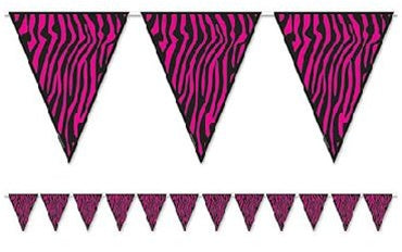 Zebra Print Pennant Banner 10 inch x 12 feet