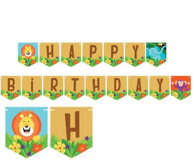 5.5' x 6" Banner - Jungle Safari Happy Birthday (1ct) - Premium Party Distribution