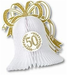 Anniversary Tissue Bell Centerpiece Gold