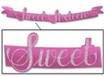 Sweet Sixteen Streamer Pink w/ Silver Glitter - 5.5in x 3.5ft