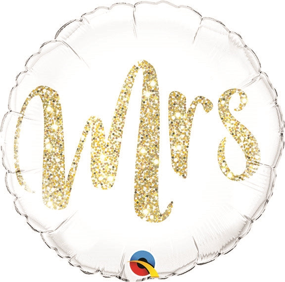 18 inch Mrs. Glitter GOLD Foil Balloon