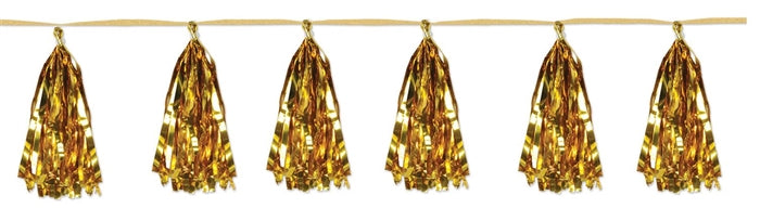 9 3/4 inch x 8 feet Gold Metallic Tassel Garland