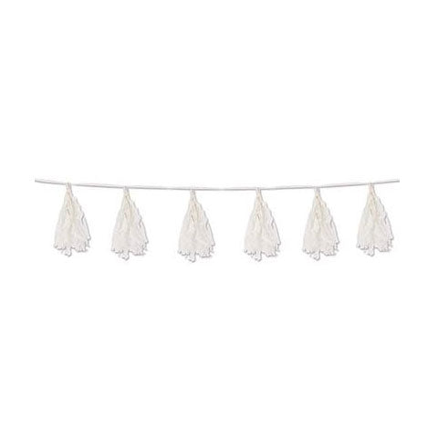 WHITE Tissue Tassel Garland