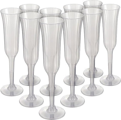 5oz Plastic - Fluted Champagne Glasses (10ct) - Premium Party Distribution