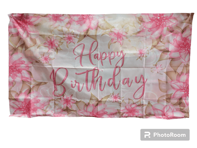 6' Banner - Happy Birthday Pink Flowers - Premium Party Distribution