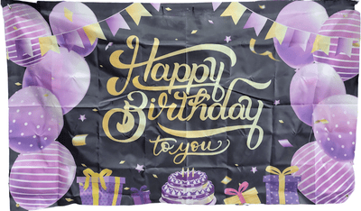 6' Banner - Happy Birthday Purple Balloons - Premium Party Distribution