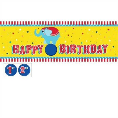 60" Banner - Circus Party with 1st and 2nd Stickers - Premium Party Distribution