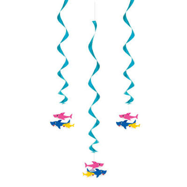 Baby Shark Hanging Swirl Decorations 3ct