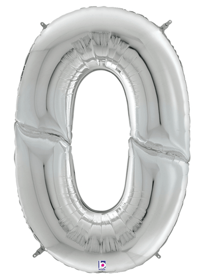 64" Gigaloon Number 0 - Silver - Premium Party Distribution