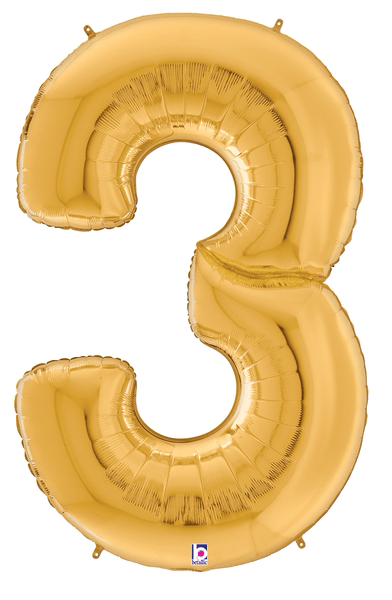 64" Gigaloon Number 3 - Gold - Premium Party Distribution