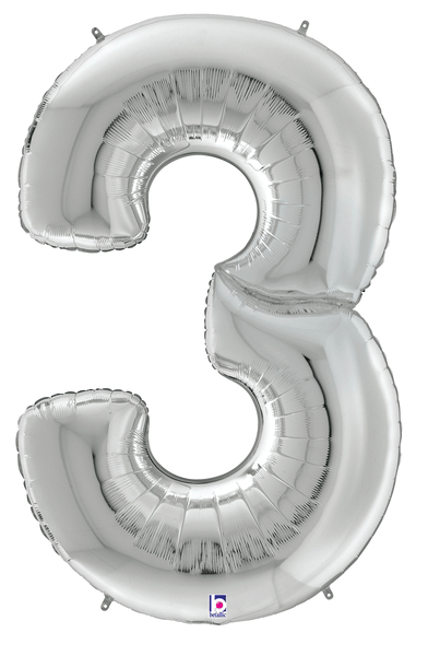64" Gigaloon Number 3 - Silver - Premium Party Distribution