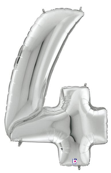 64" Gigaloon Number 4 - Silver - Premium Party Distribution