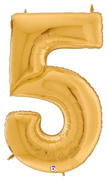 64" Gigaloon Number 5 - Gold - Premium Party Distribution