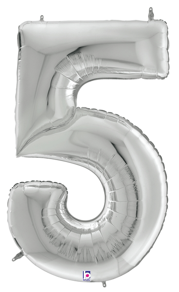 64" Gigaloon Number 5 - Silver - Premium Party Distribution
