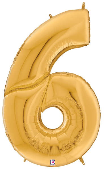 64" Gigaloon Number 6 - Gold - Premium Party Distribution