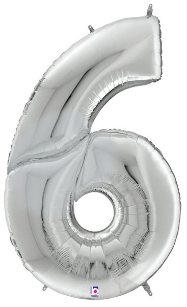 64" Gigaloon Number 6 - Silver - Premium Party Distribution