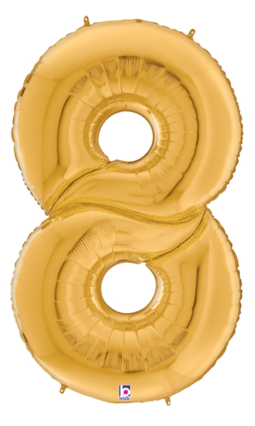 64" Gigaloon Number 8 - Gold - Premium Party Distribution