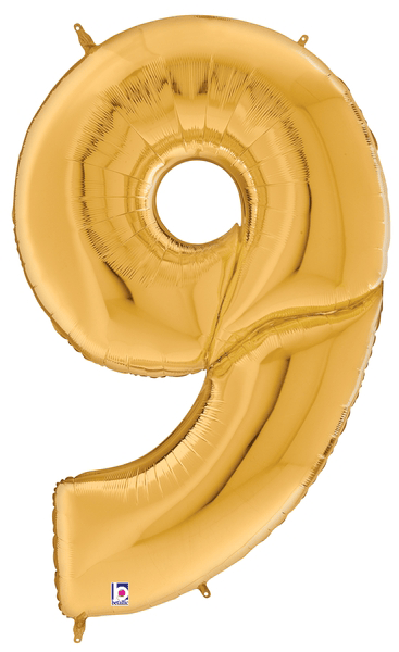 64" Gigaloon Number 9 - Gold - Premium Party Distribution