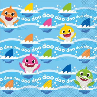 6.5" Lunch Napkins - Baby Shark (16ct) - Premium Party Distribution
