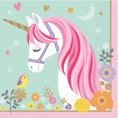 6.5" Lunch Napkins - Magical Unicorn (16ct) - Premium Party Distribution