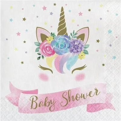6.5" Lunch Napkins - Unicorn Baby Shower (16ct) - Premium Party Distribution