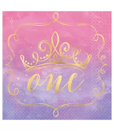 6.5" Luncheon Napkins - Disney Princess Once Upon A Time 1st Birthday (16ct) - Premium Party Distribution