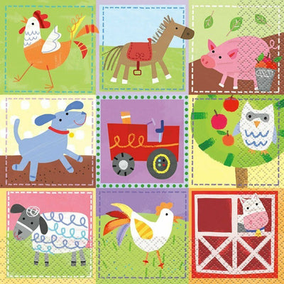 6.5" Luncheon Napkins - Farm Animals (16ct) - Premium Party Distribution