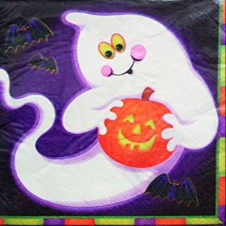 6.5" Luncheon Napkins - Ghost & Pumpkin (20ct) - Premium Party Distribution