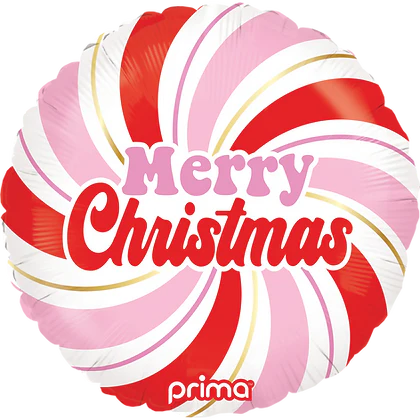 Prima 18" Round Merry Christmas Pink & Red Swirl