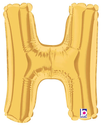 7" Megaloon Jr. Letter H - Gold (5ct) - Premium Party Distribution