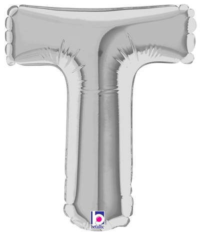 7" Megaloon Jr. Letter T - Silver (5ct) - Premium Party Distribution